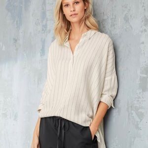 Eileen Fisher Striped Gauze Button-Front Shirt
